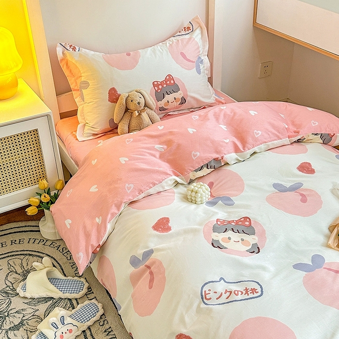 91家纺网 家纺一手货源 找家纺 恩泽2025印花学生三件套 白桃公主