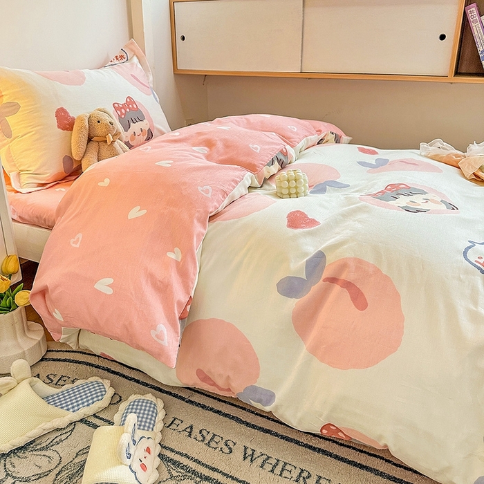 91家纺网 家纺一手货源 找家纺 恩泽2025印花学生三件套 白桃公主