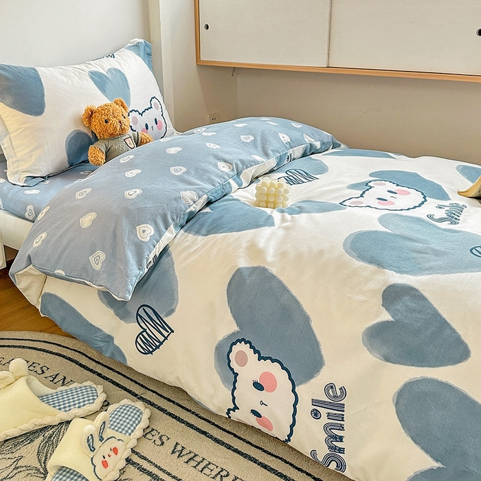 91家纺网 家纺一手货源 找家纺 恩泽2025印花学生三件套 波波熊