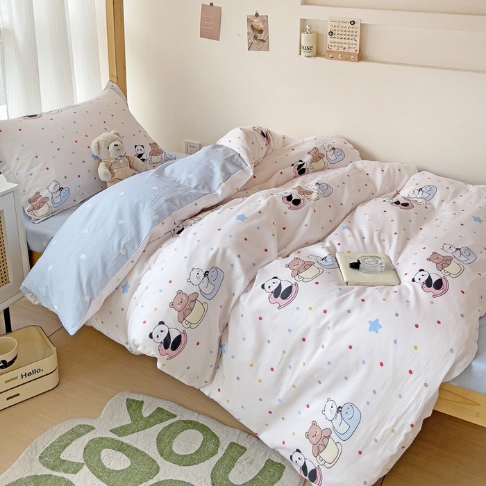 91家纺网 家纺一手货源 找家纺 恩泽2025印花学生三件套 宠物派对