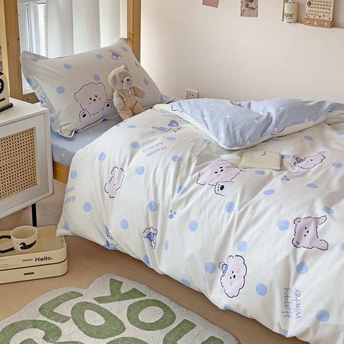 91家纺网 家纺一手货源 找家纺 恩泽2025印花学生三件套 冬日嘉年华