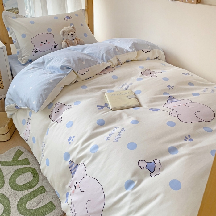 91家纺网 家纺一手货源 找家纺 恩泽2025印花学生三件套 冬日嘉年华