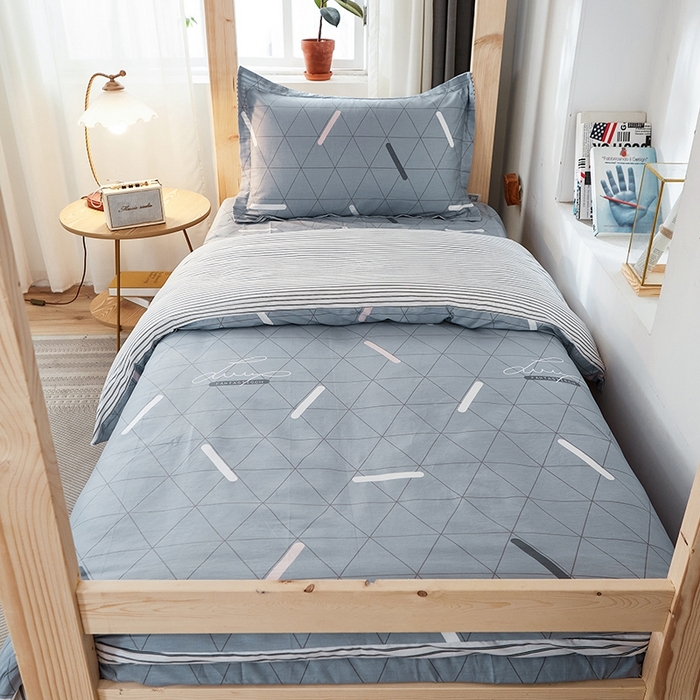 91家纺网 家纺一手货源 找家纺 恩泽2025印花学生三件套 几何旋律