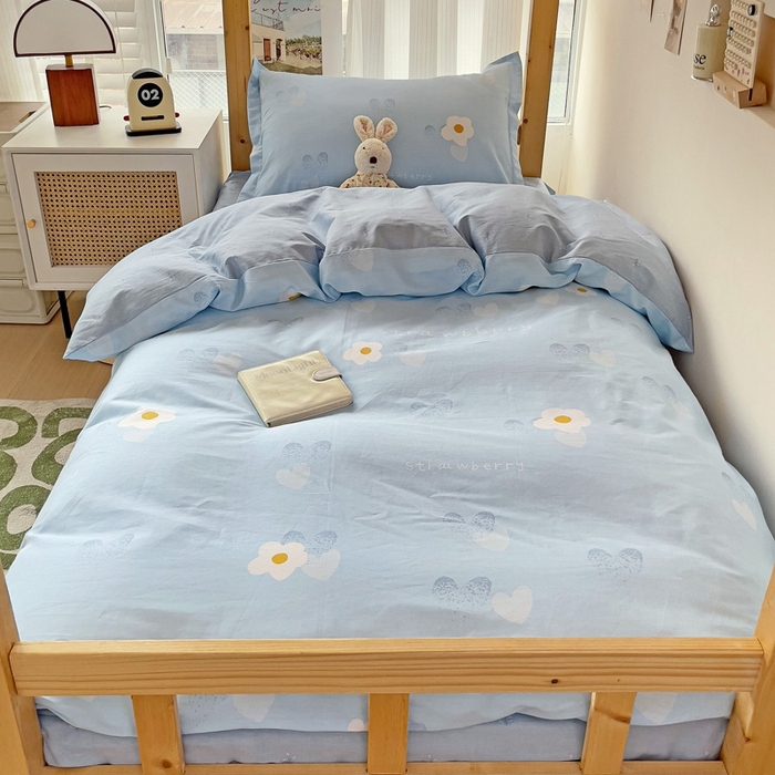 91家纺网 家纺一手货源 找家纺 恩泽2025印花学生三件套 蓝色心情