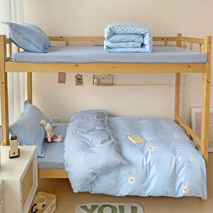 91家纺网 家纺一手货源 找家纺 恩泽2025印花学生三件套 蓝色心情