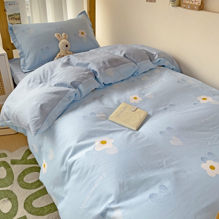 91家纺网 家纺一手货源 找家纺 恩泽2025印花学生三件套 蓝色心情