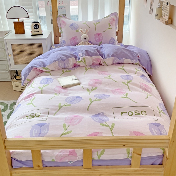 91家纺网 家纺一手货源 找家纺 恩泽2025印花学生三件套 玫瑰佳人