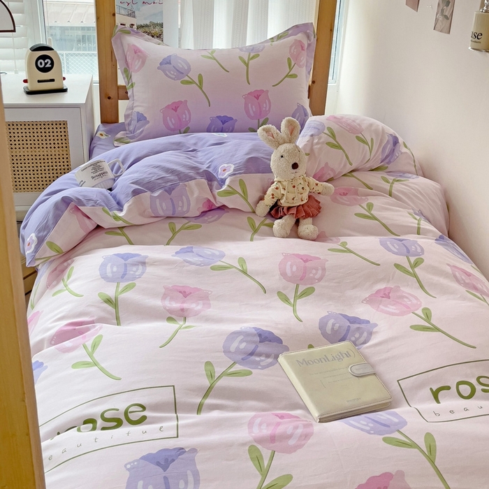 91家纺网 家纺一手货源 找家纺 恩泽2025印花学生三件套 玫瑰佳人