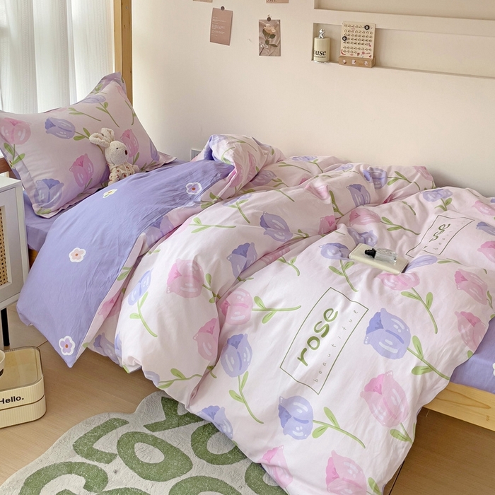 91家纺网 家纺一手货源 找家纺 恩泽2025印花学生三件套 玫瑰佳人