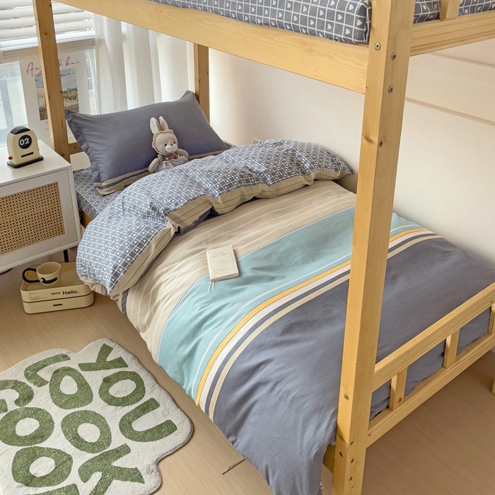 91家纺网 家纺一手货源 找家纺 恩泽2025印花学生三件套 莫兰迪