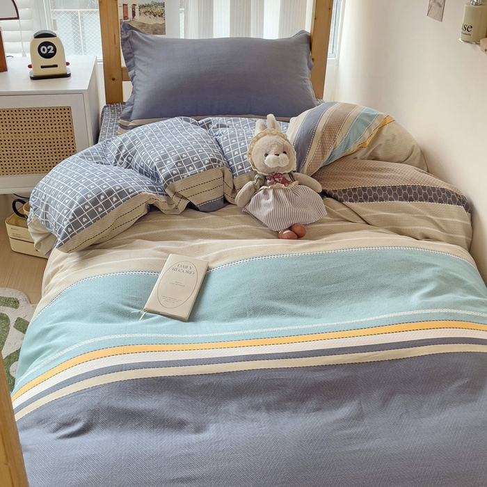 91家纺网 家纺一手货源 找家纺 恩泽2025印花学生三件套 莫兰迪