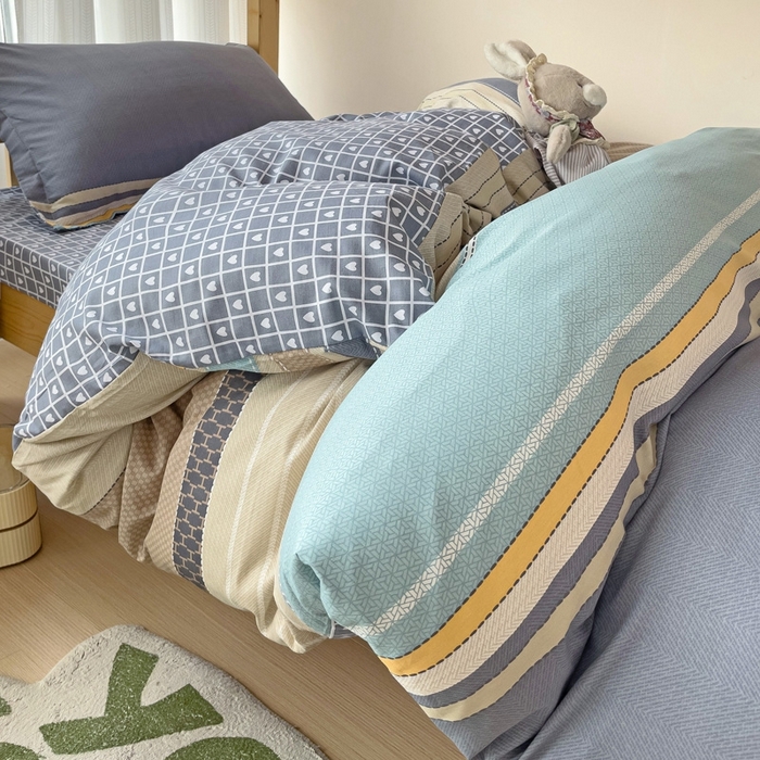 91家纺网 家纺一手货源 找家纺 恩泽2025印花学生三件套 莫兰迪