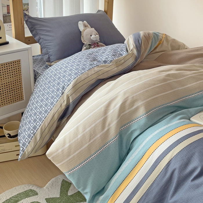 91家纺网 家纺一手货源 找家纺 恩泽2025印花学生三件套 莫兰迪