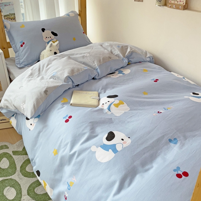 91家纺网 家纺一手货源 找家纺 恩泽2025印花学生三件套 皮皮狗