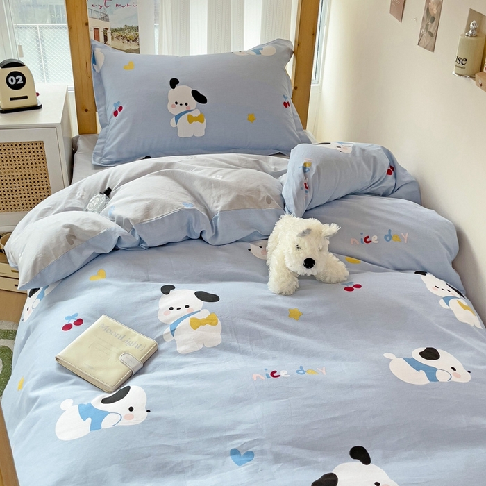 91家纺网 家纺一手货源 找家纺 恩泽2025印花学生三件套 皮皮狗