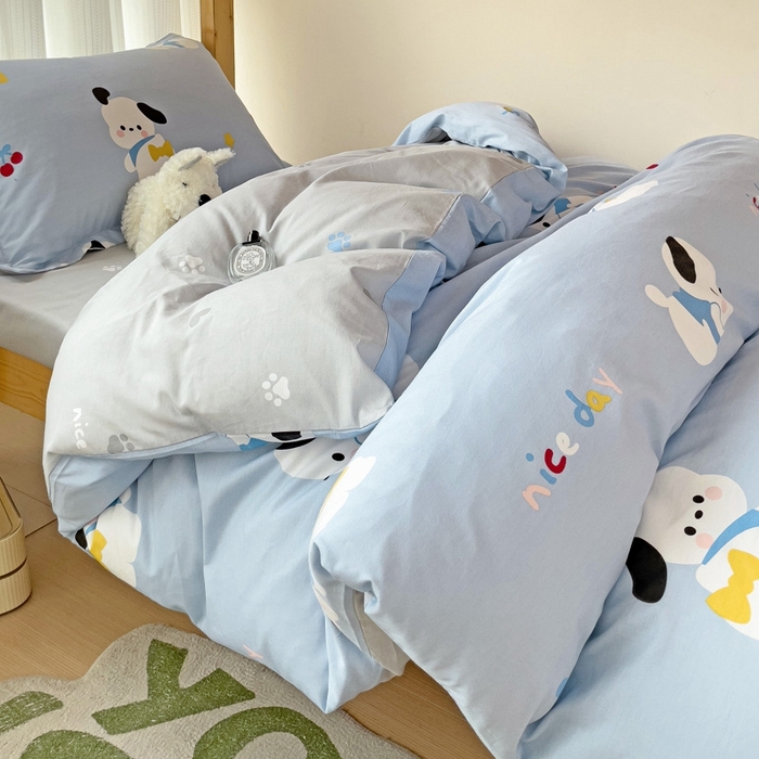 91家纺网 家纺一手货源 找家纺 恩泽2025印花学生三件套 皮皮狗