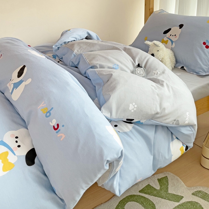 91家纺网 家纺一手货源 找家纺 恩泽2025印花学生三件套 皮皮狗