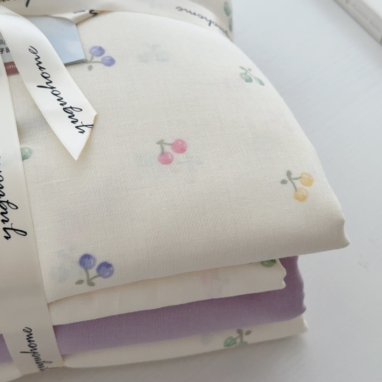 91家纺网 家纺一手货源 找家纺 于果 2025新款全棉双层纱四件套第五批 水果樱桃