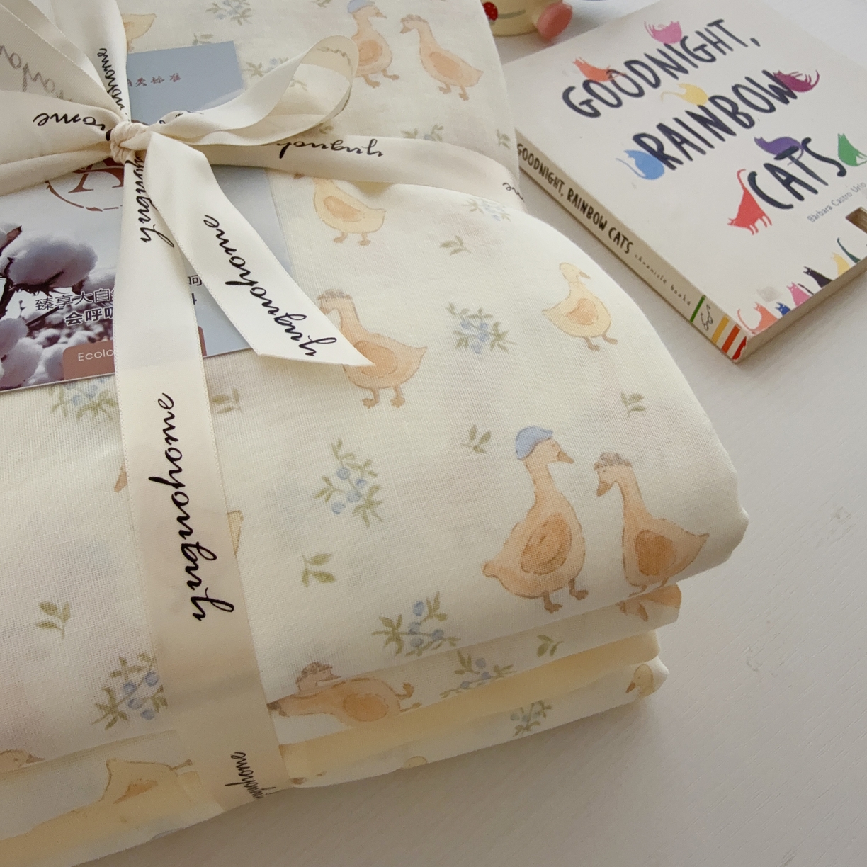 91家纺网 家纺一手货源 找家纺 于果 2025新款全棉双层纱四件套第五批 可爱鸭