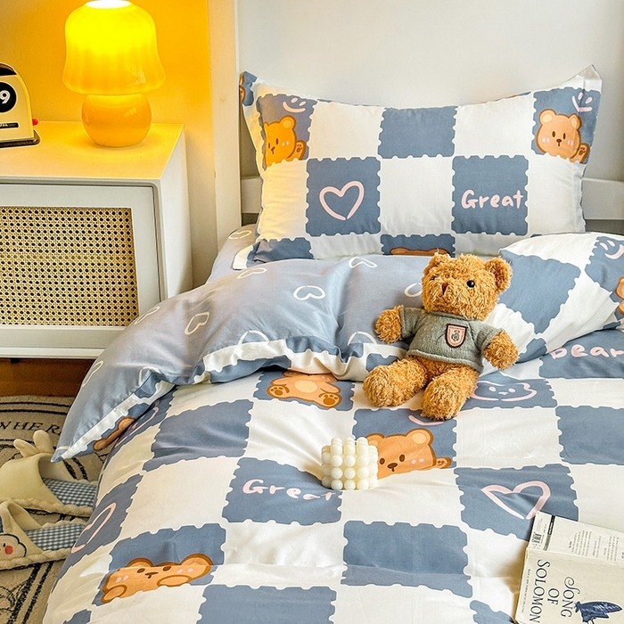 91家纺网 家纺一手货源 找家纺 恩泽2025印花学生三件套 心动熊仔