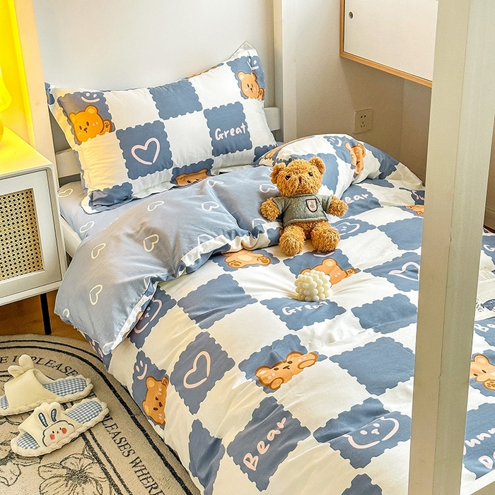 91家纺网 家纺一手货源 找家纺 恩泽2025印花学生三件套 心动熊仔