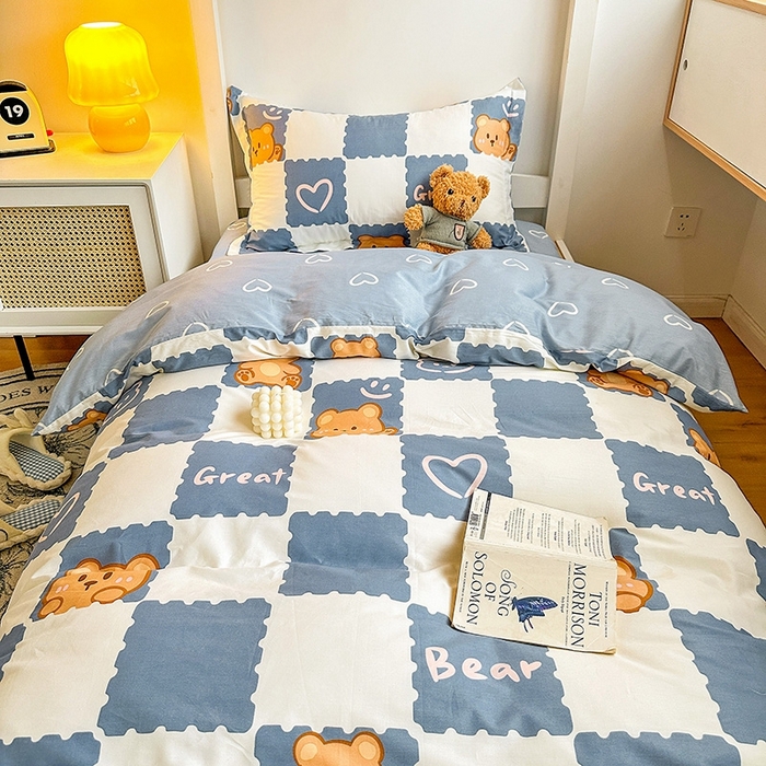 91家纺网 家纺一手货源 找家纺 恩泽2025印花学生三件套 心动熊仔