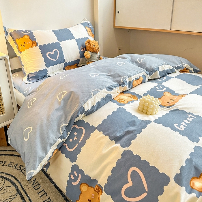 91家纺网 家纺一手货源 找家纺 恩泽2025印花学生三件套 心动熊仔