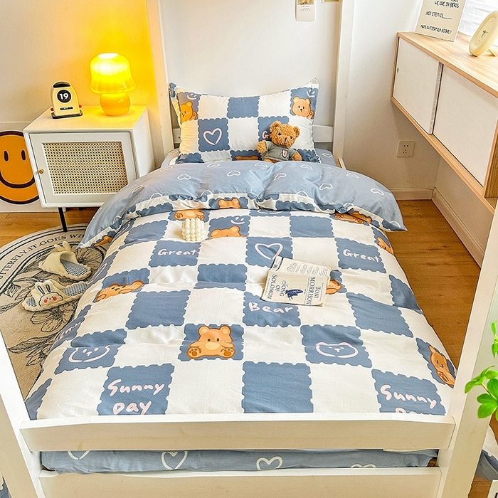 91家纺网 家纺一手货源 找家纺 恩泽2025印花学生三件套 心动熊仔