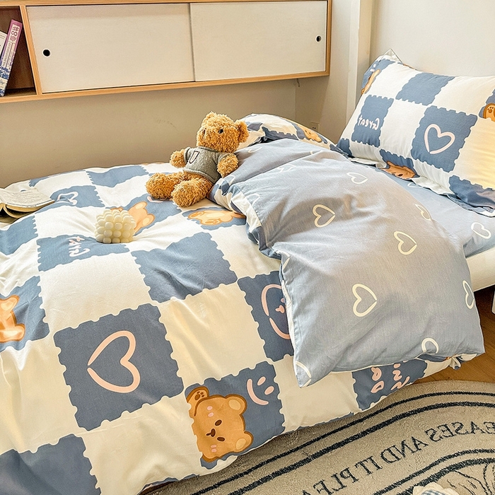 91家纺网 家纺一手货源 找家纺 恩泽2025印花学生三件套 心动熊仔