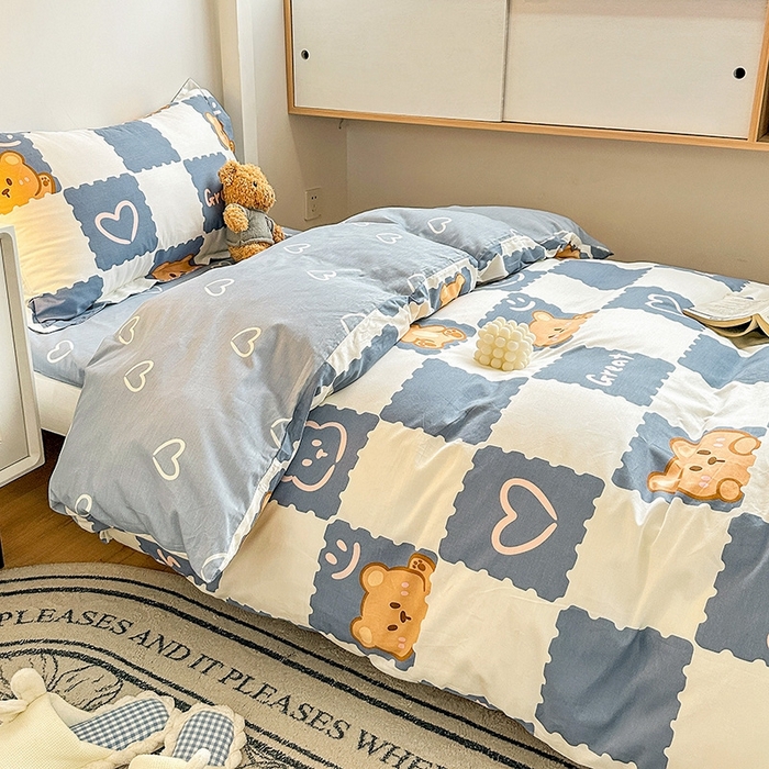 91家纺网 家纺一手货源 找家纺 恩泽2025印花学生三件套 心动熊仔