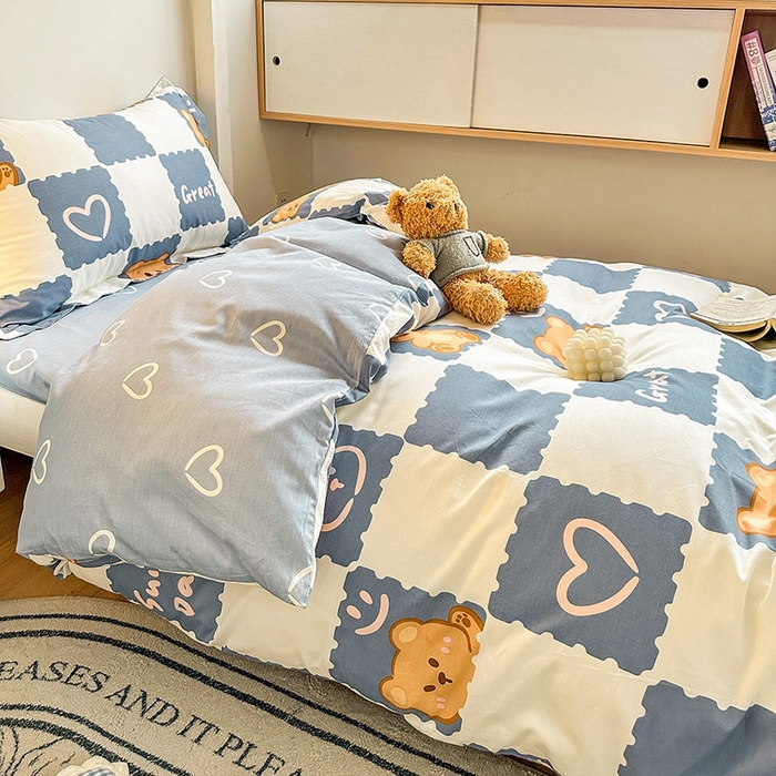 91家纺网 家纺一手货源 找家纺 恩泽2025印花学生三件套 心动熊仔