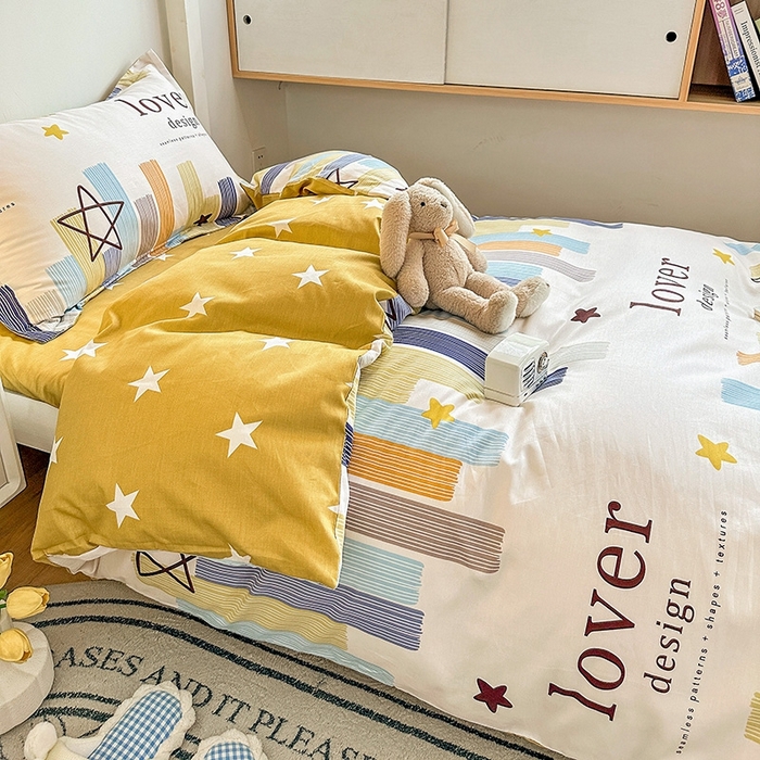 91家纺网 家纺一手货源 找家纺 恩泽2025印花学生三件套 星光条纹