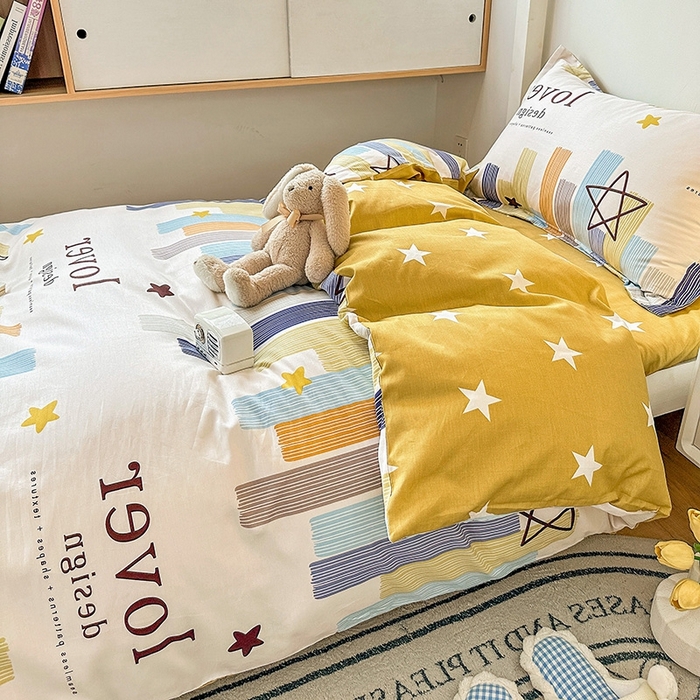 91家纺网 家纺一手货源 找家纺 恩泽2025印花学生三件套 星光条纹