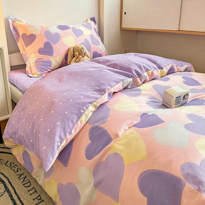 91家纺网 家纺一手货源 找家纺 恩泽2025印花学生三件套 紫霞