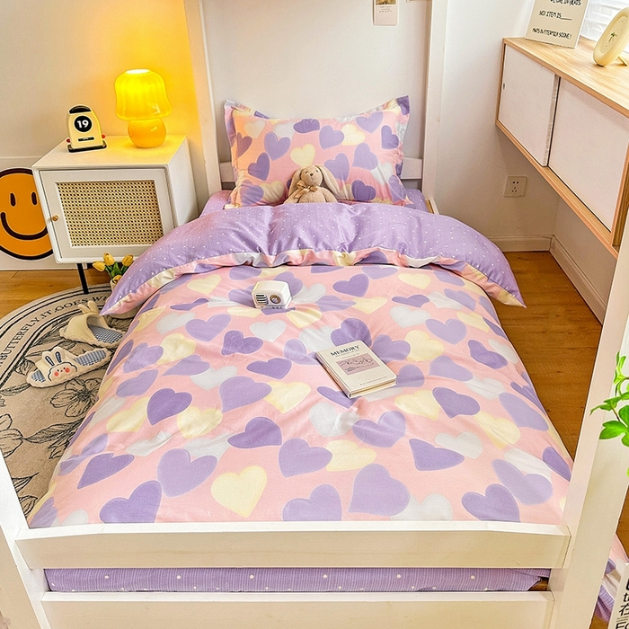 91家纺网 家纺一手货源 找家纺 恩泽2025印花学生三件套 紫霞