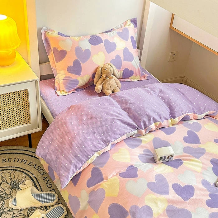 91家纺网 家纺一手货源 找家纺 恩泽2025印花学生三件套 紫霞