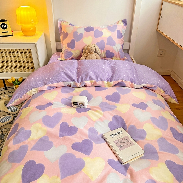 91家纺网 家纺一手货源 找家纺 恩泽2025印花学生三件套 紫霞