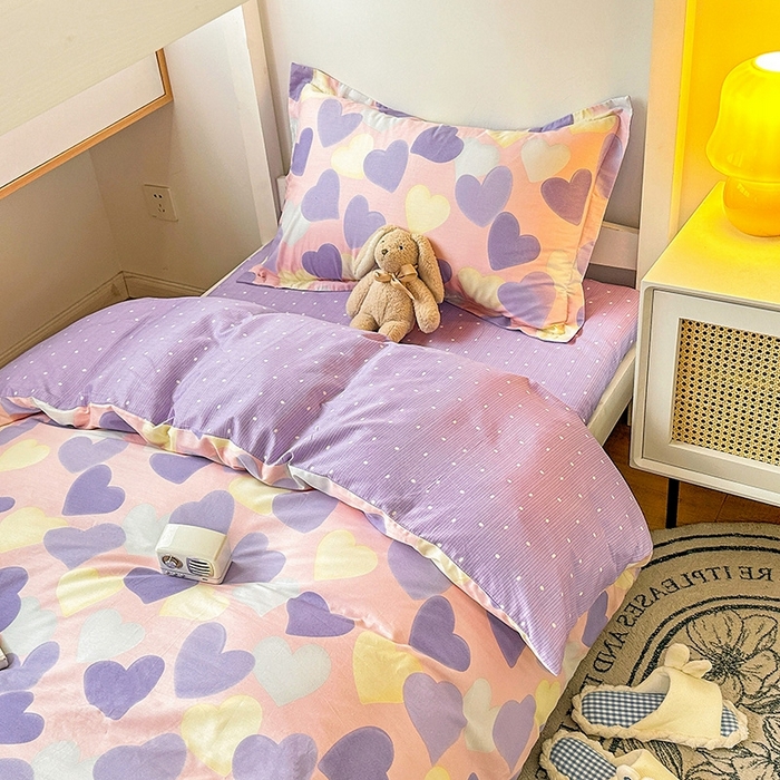 91家纺网 家纺一手货源 找家纺 恩泽2025印花学生三件套 紫霞