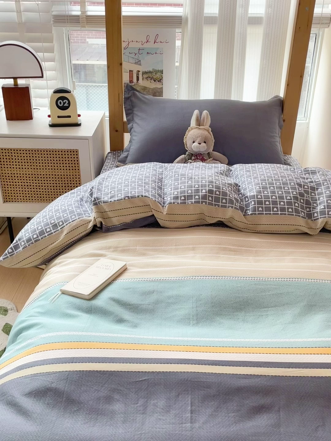 91家纺网 家纺一手货源 找家纺 恩泽2025印花学生三件套 莫兰迪