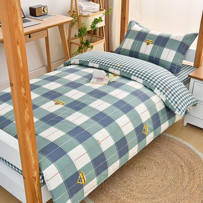 91家纺网 家纺一手货源 找家纺 （总）乐旗家纺 2025新款全棉床笠款学生上下铺宿舍三件套六件套