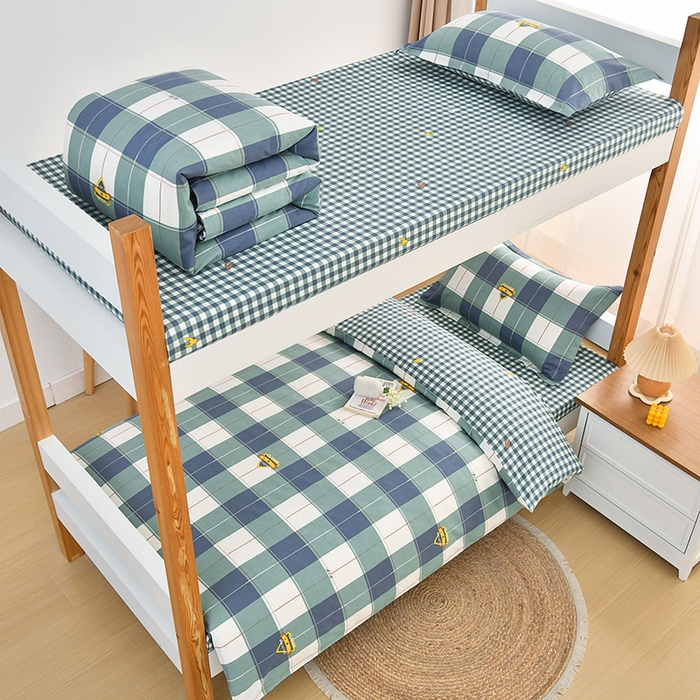 91家纺网 家纺一手货源 找家纺 （总）乐旗家纺 2025新款全棉床笠款学生上下铺宿舍三件套六件套