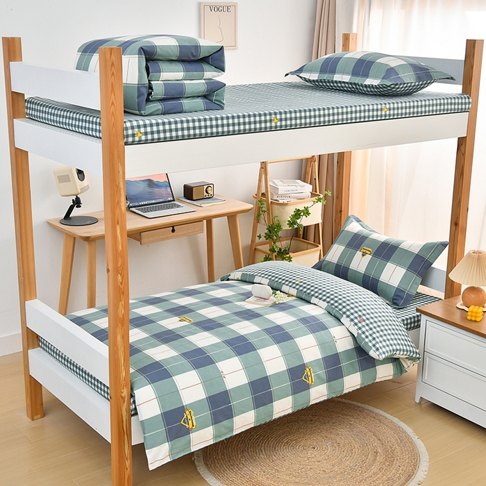 91家纺网 家纺一手货源 找家纺 （总）乐旗家纺 2025新款全棉床笠款学生上下铺宿舍三件套六件套