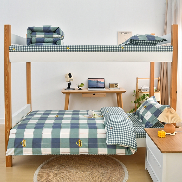 91家纺网 家纺一手货源 找家纺 （总）乐旗家纺 2025新款全棉床笠款学生上下铺宿舍三件套六件套