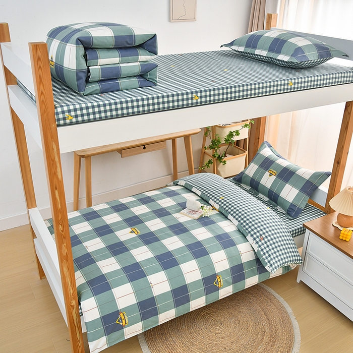 91家纺网 家纺一手货源 找家纺 （总）乐旗家纺 2025新款全棉床笠款学生上下铺宿舍三件套六件套