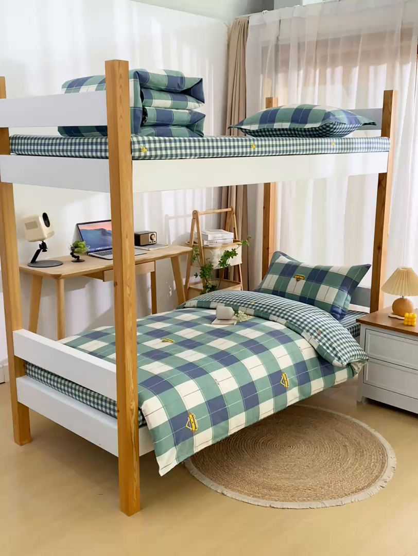 91家纺网 家纺一手货源 找家纺 （总）乐旗家纺 2025新款全棉床笠款学生上下铺宿舍三件套六件套