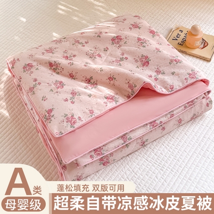 丽美人家纺 2025新款爆款双拼皱皱纱冰皮被夏被夏凉被空调被 冰皮-春意