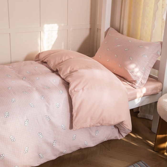 91家纺网 家纺一手货源 找家纺 锦罗绣 2025新款全棉双层纱学生套件三件套 好奇小狗