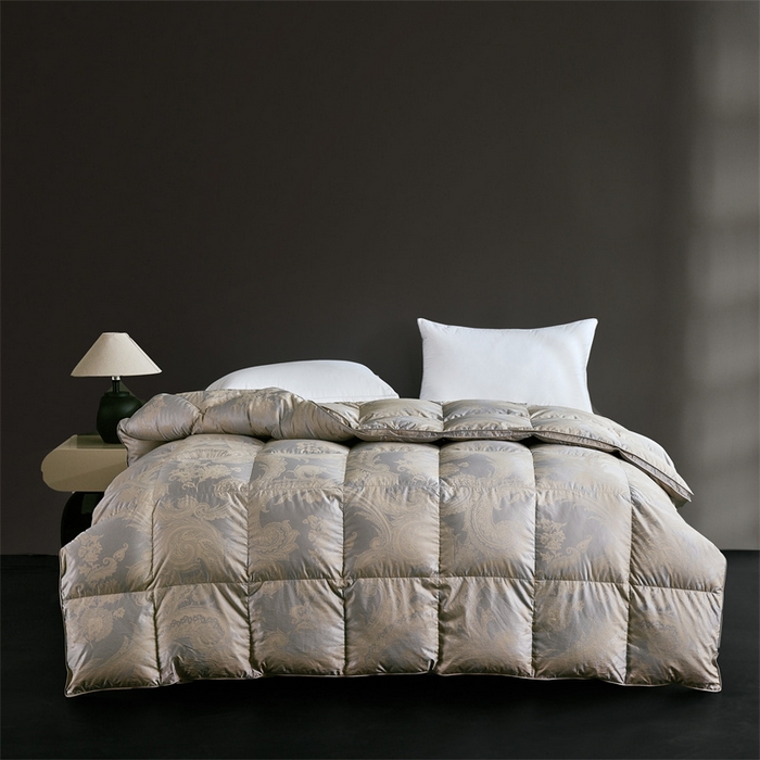 91家纺网 家纺一手货源 找家纺 静若居羽绒被壳 2025新款高精密提花单层立体高端羽绒被壳自充绒羽绒被壳 高精密奥菲灰金