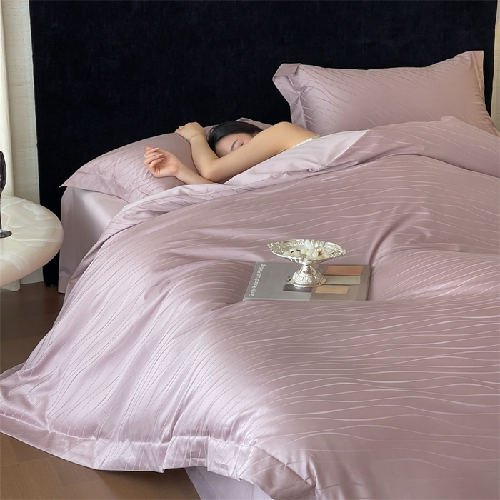 91家纺网 家纺一手货源 找家纺 凡客家居 2025新款100支（5050双股）长绒棉全棉提花四件套 布兰卡-莫奈紫