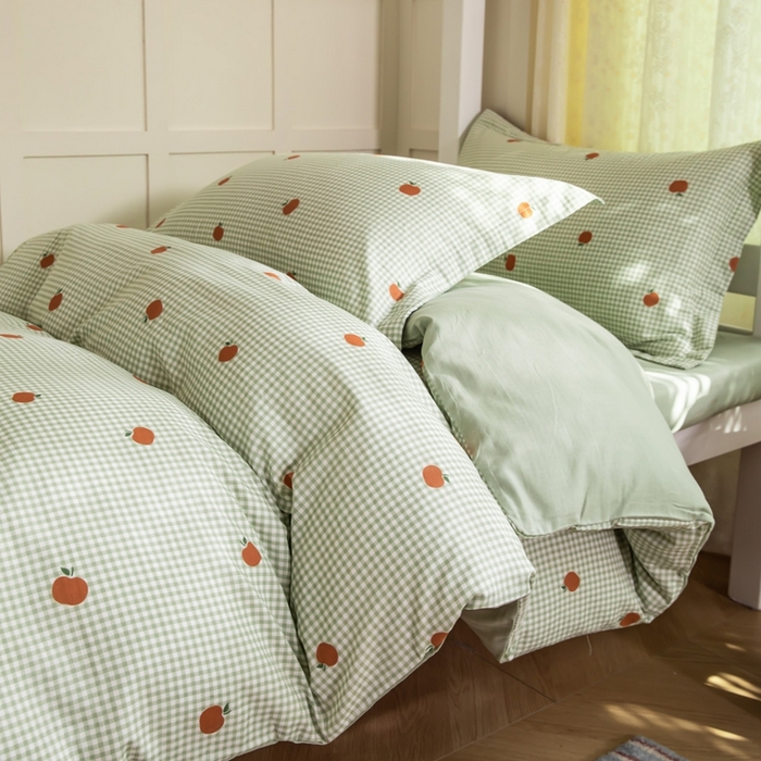 91家纺网 家纺一手货源 找家纺 锦罗绣 2025新款全棉双层纱学生套件三件套 甜桔